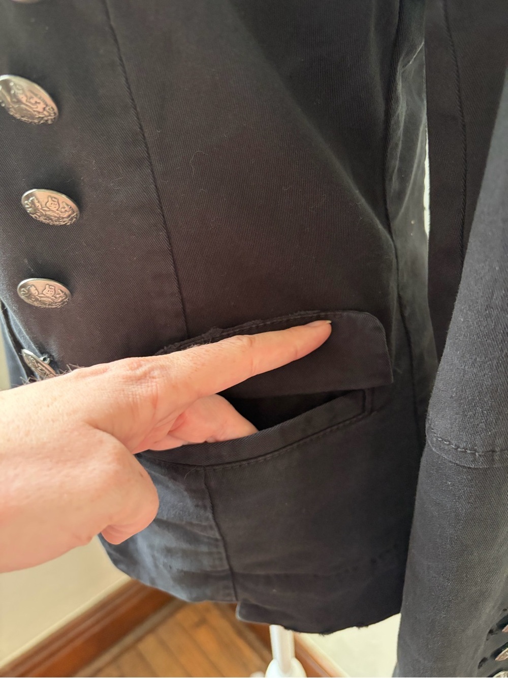 Free People Black Military Button Blazer Jacket XS - Picture 6 of 13